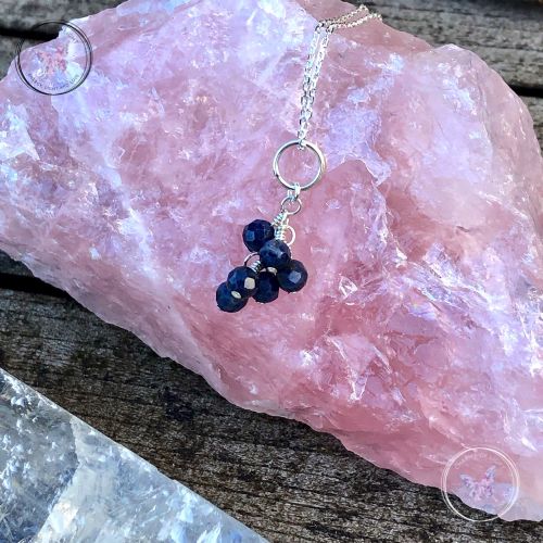 Blue Sapphire Cluster September Birthstone Necklace